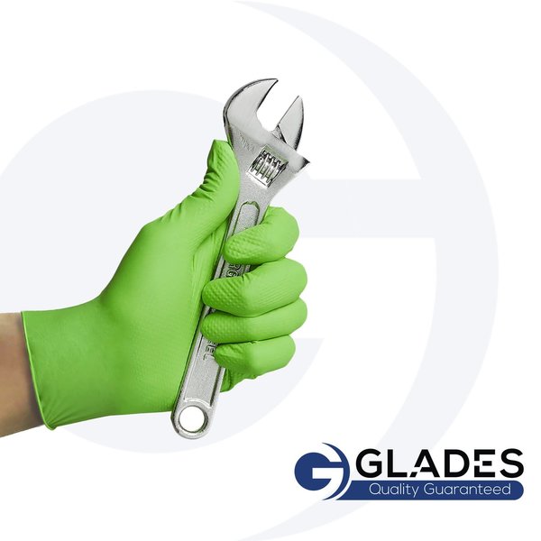 Glades Nitrile Disposable Gloves, 8 mil Palm, Nitrile, Powder-Free, XL, 50 PK, Green HM2021889004-GN-XL